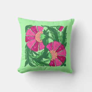 Coussin Rose de William Morris et vert Jacobean et fuchsia