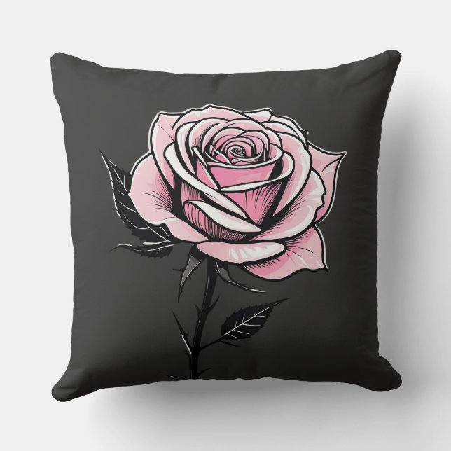 Coussin Rose d'encre (gris) (Verso)