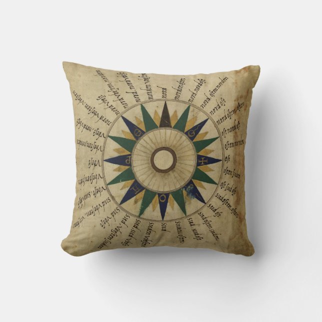 Coussin Rose des vents de l'atlas antique (Recto)