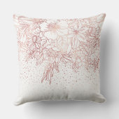 Coussin Rose doodé floral d'or confetti mariage (Verso)