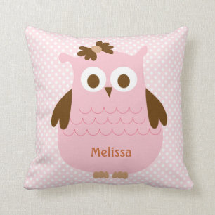 Coussin rose doux de hibou
