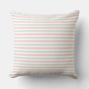 Coussin Rose doux et Menthe Fraîche Rayée