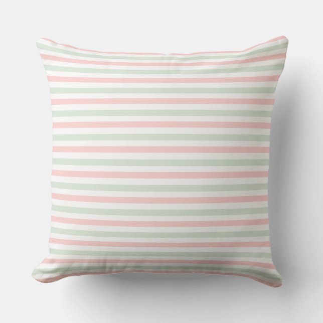 Coussin Rose doux et Menthe Fraîche Rayée (Recto)