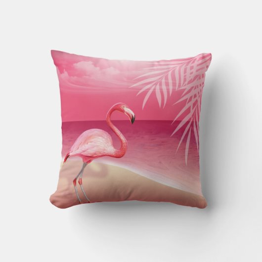 Coussin Rose du mariage de plage de Flamant rose | (Recto)