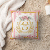 Coussin Rose élégante rose blush et monogramme initial en (Couverture)