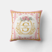 Coussin Rose élégante rose blush et monogramme initial en (Verso)