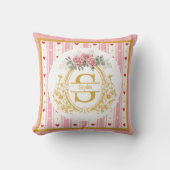 Coussin Rose élégante rose blush et monogramme initial en (Recto)