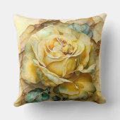 Coussin Rose en aquarelle jaune et verte agrandie (Verso)