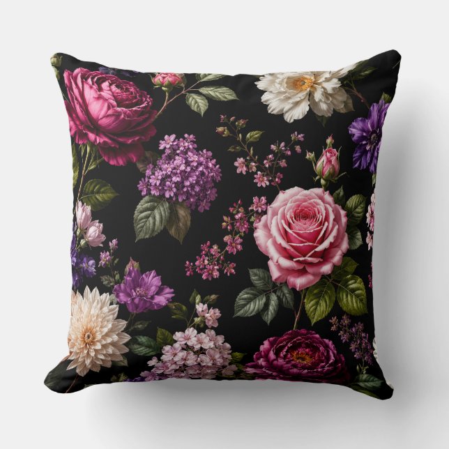 Coussin Rose en velours noir (Recto)