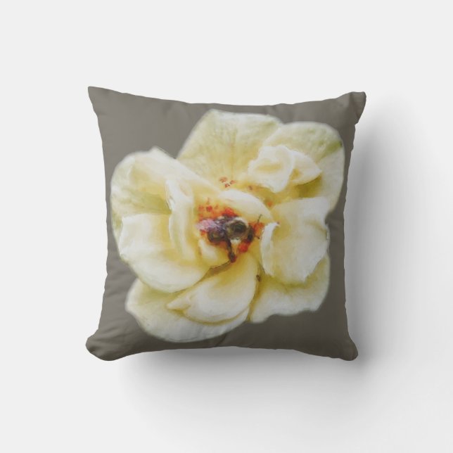 Coussin Rose et abeille (Recto)