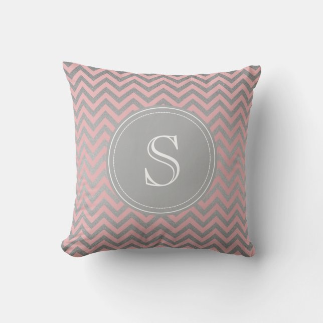 Coussin rose et argenté de Chevron (Recto)