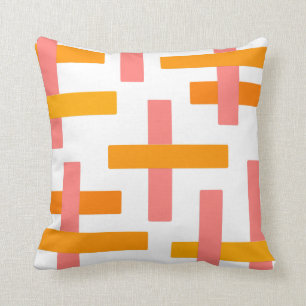 Coussin Rose et art abstrait orange