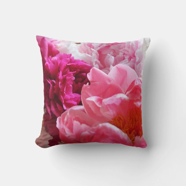 Coussin rose et blanc de la pivoine 2-Sided (Recto)