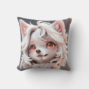 Coussin Rosé Et Blanc Fluffé