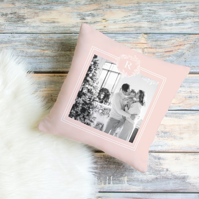 Coussin Rose et blanc modernes | Photo de famille | Initia (Créateur téléchargé)
