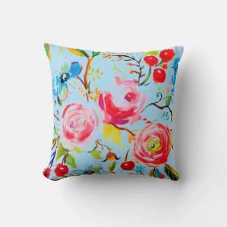 Coussin Rose et Ciel bleu cerise personnalisable