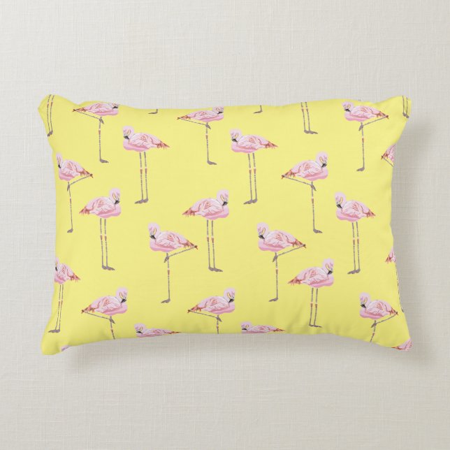 Coussin ROSE ET JAUNE de PARC de FLAMANT ROSE de (Devant)