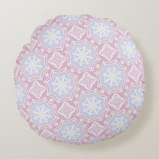 Coussin rose et lavande géométrique Pastel doux (Devant)