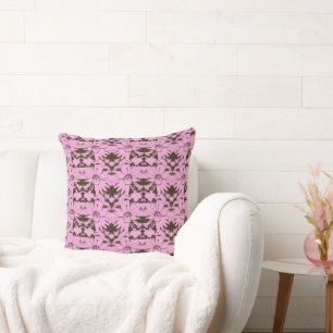 Coussin Rose et Motif de la fleur de cône au chocolat