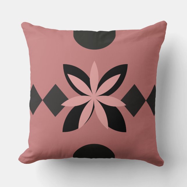 COUSSIN ROSE ET NOIR ABSTRAIT (Recto)