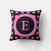 Coussin Rose et noir avec points et initiale du nom (Verso)