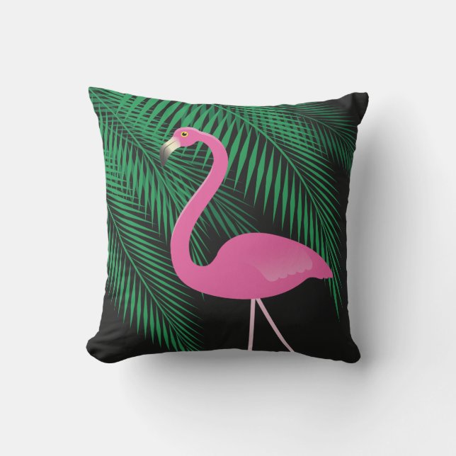 Coussin rose et noir réversible 2 de Flamant rose (Recto)
