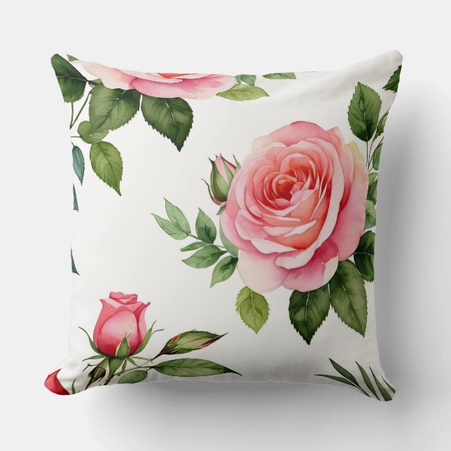 Coussin Rose et Rosebud (Recto)