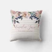 Coussin Rose Fleurie Bébé Nouveau-Né Personnalisé (Verso)