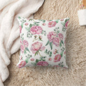 Coussin Rose Fleurs et Feuillage d'Eucalyptus Aquarelle (Couverture)