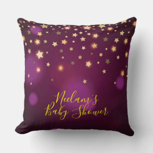 Coussin Rose foncé et étoiles d'or Baby shower personnalis