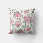 Coussin Rose Foncé Floral et Feuillage d'Eucalyptus Aquare (Verso)