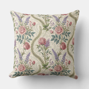 Coussin Rose Française Classique et Motif Floral de Lavand