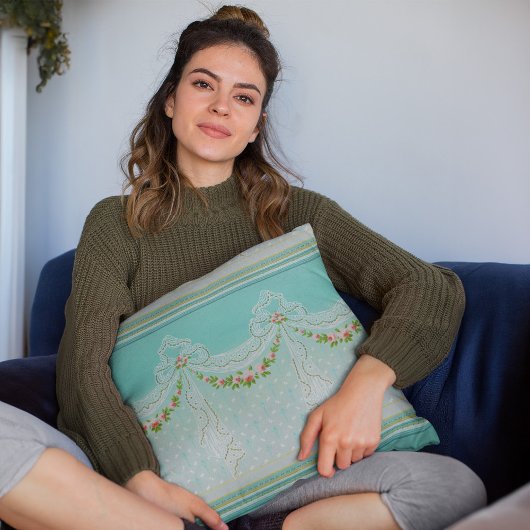 Coussin Rose Garlands Lacy Swags Bow Knows Homedécor