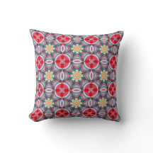 Rose géométrique Mandala Motif en rouge et Turquoi