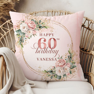 Coussin Rose Gold Adorable Brillante Feuillage 60 ans