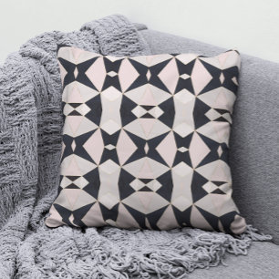 Coussin Rose Gold Black Pink Kaléidoscope Géométrique