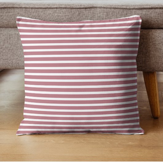 Coussin Rose Gold Blanc Simple Rayé Horizontal