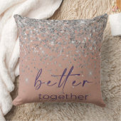 Coussin Rose Gold Blush Pink Silver Glitter Better Togethe (Couverture)