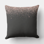 Coussin Rose Gold Blush Pink Silver Glitter Script Persona (Verso)