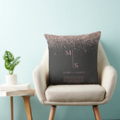 Coussin Rose Gold Blush Rose Argent Pailleté Script Person (Chaise)