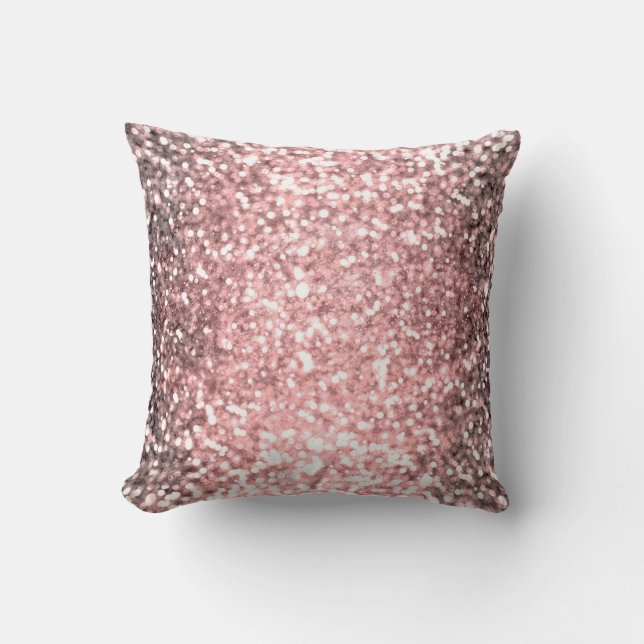 Coussin Rose Gold Éclairage Filles Glittery Sparkly (Recto)