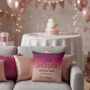 Coussin Rose Gold et Burgundy Pailleté Luxe Quinceañera