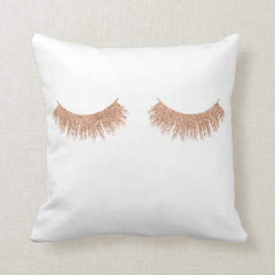 Coussin Rose Gold Eyelashes Beauté Jeu d'oreiller