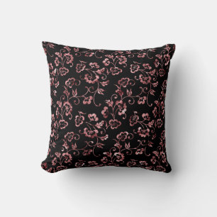 Coussin Rose Gold Floral Patte sur Noir