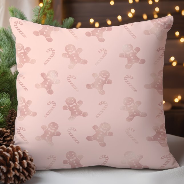 Coussin Rose Gold Gingerbread Homme Motif de vacances (Créateur téléchargé)