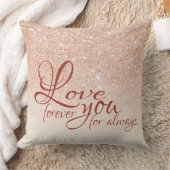 Coussin Rose Gold Glitter Love You Forever (Couverture)