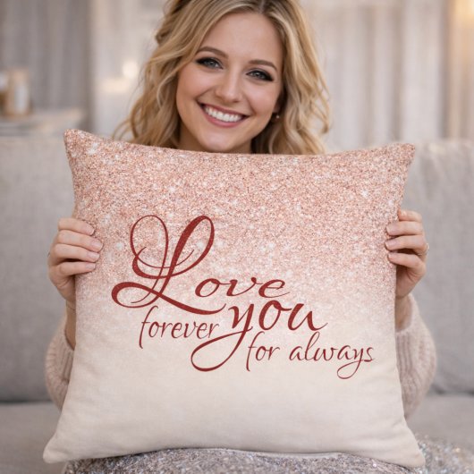 Coussin Rose Gold Glitter Love You Forever