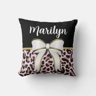 Coussin Rose Gold Imprimé Léopard Rose Féminin Nom Arc Fém