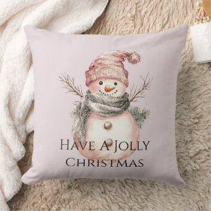 Coussin Rose Gold Noël Arbre Sucres de canne Snowman
