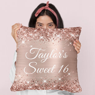 Coussin Rose Gold Pailleté Brillant Glamour Douce 16